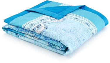Bassetti MERGELLINA Plaid aus 100% Baumwolle in der Farbe Ocean Blue B1, Maße: 135x190 cm - 9328843 im Sale